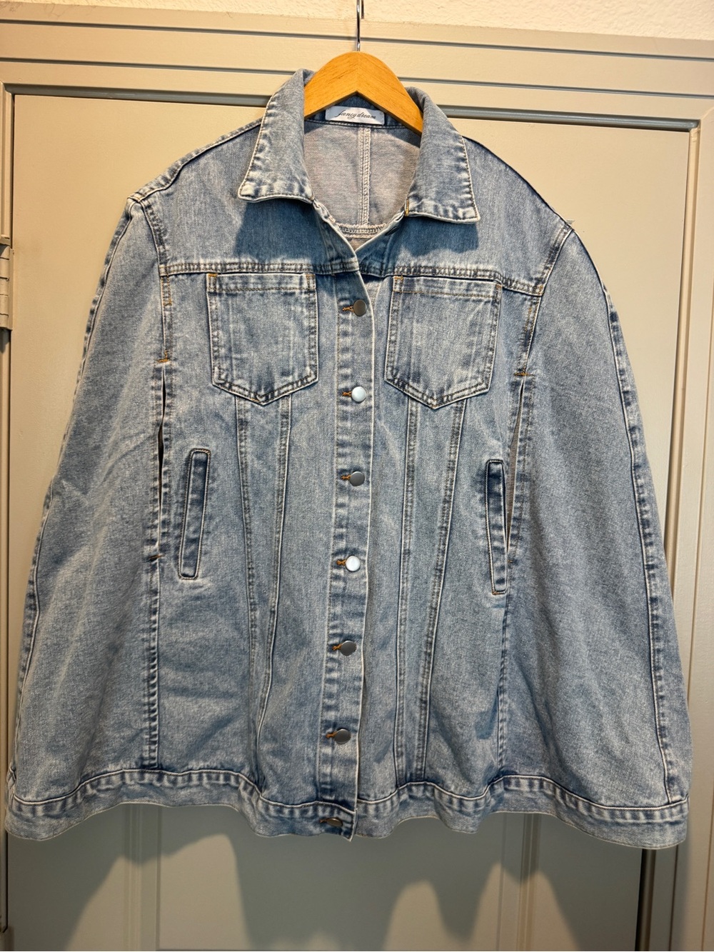 Denim Cape Jacket - Light Blue Denim Jacket - Women - Size M